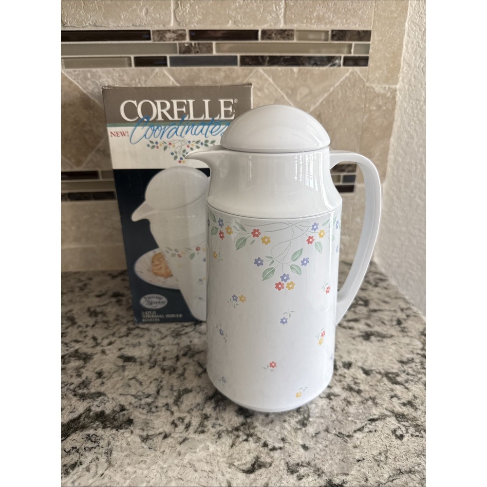 Vintage CORELLE COORDINATESCoffee Or Tea 1 Qt Plastic Carafe Thermos Server